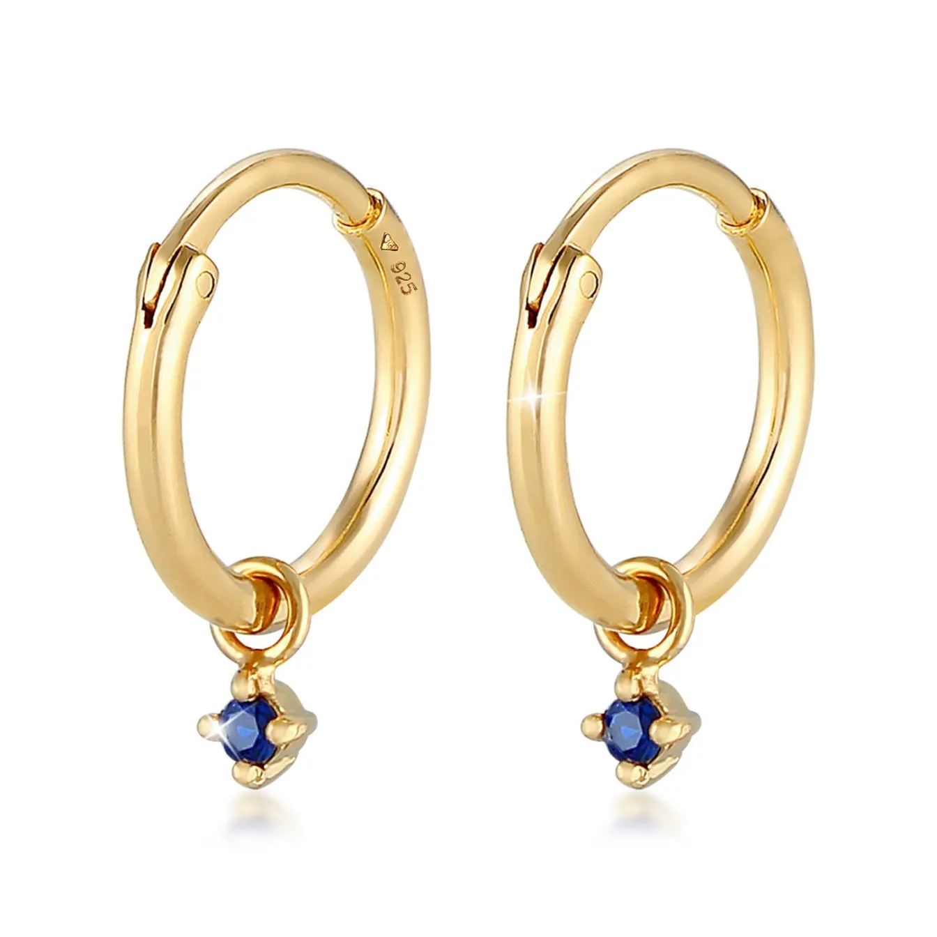 Elli "Creole | Saphir ( Blau )< Ohrringe|Vergoldet