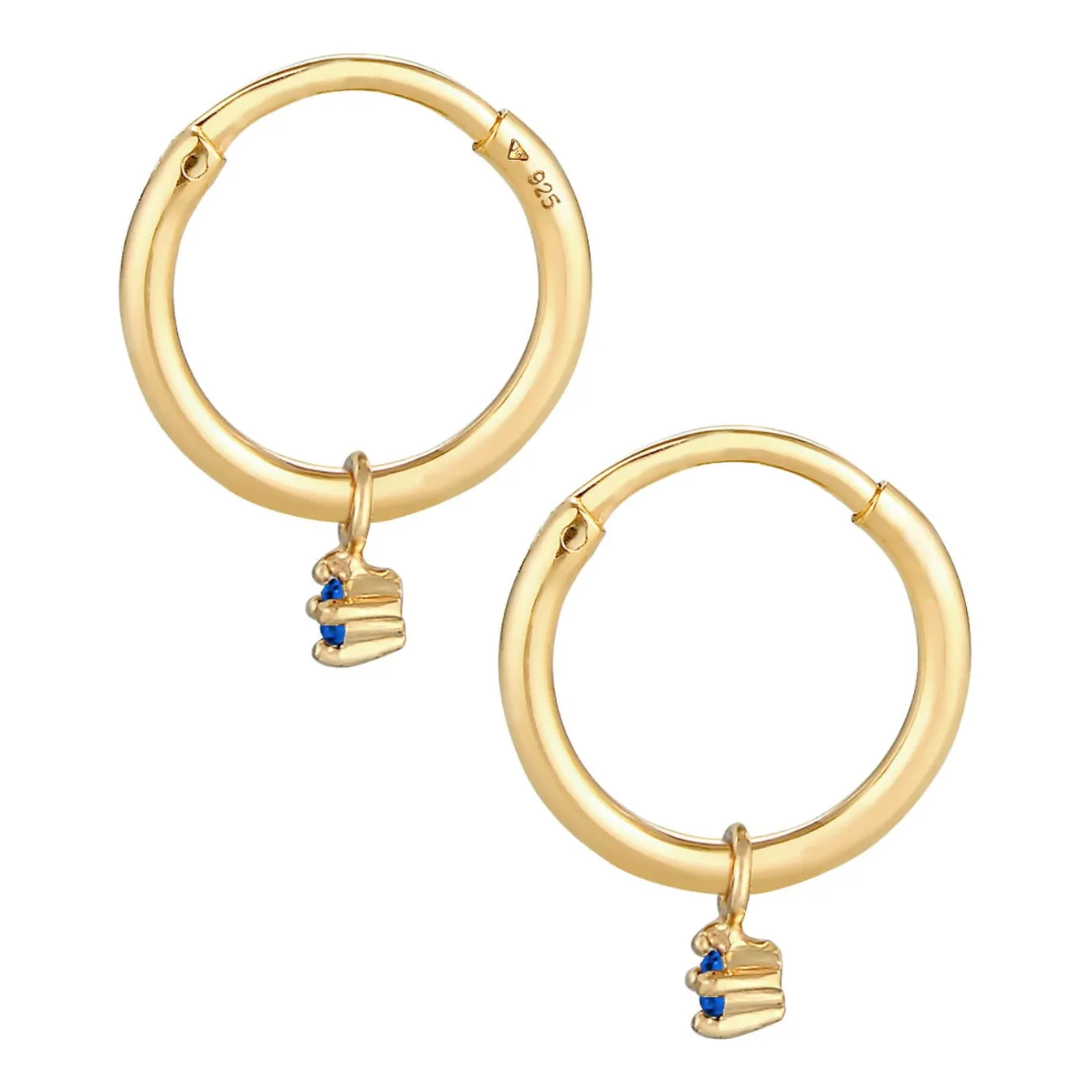 Elli "Creole | Saphir ( Blau )< Ohrringe|Vergoldet