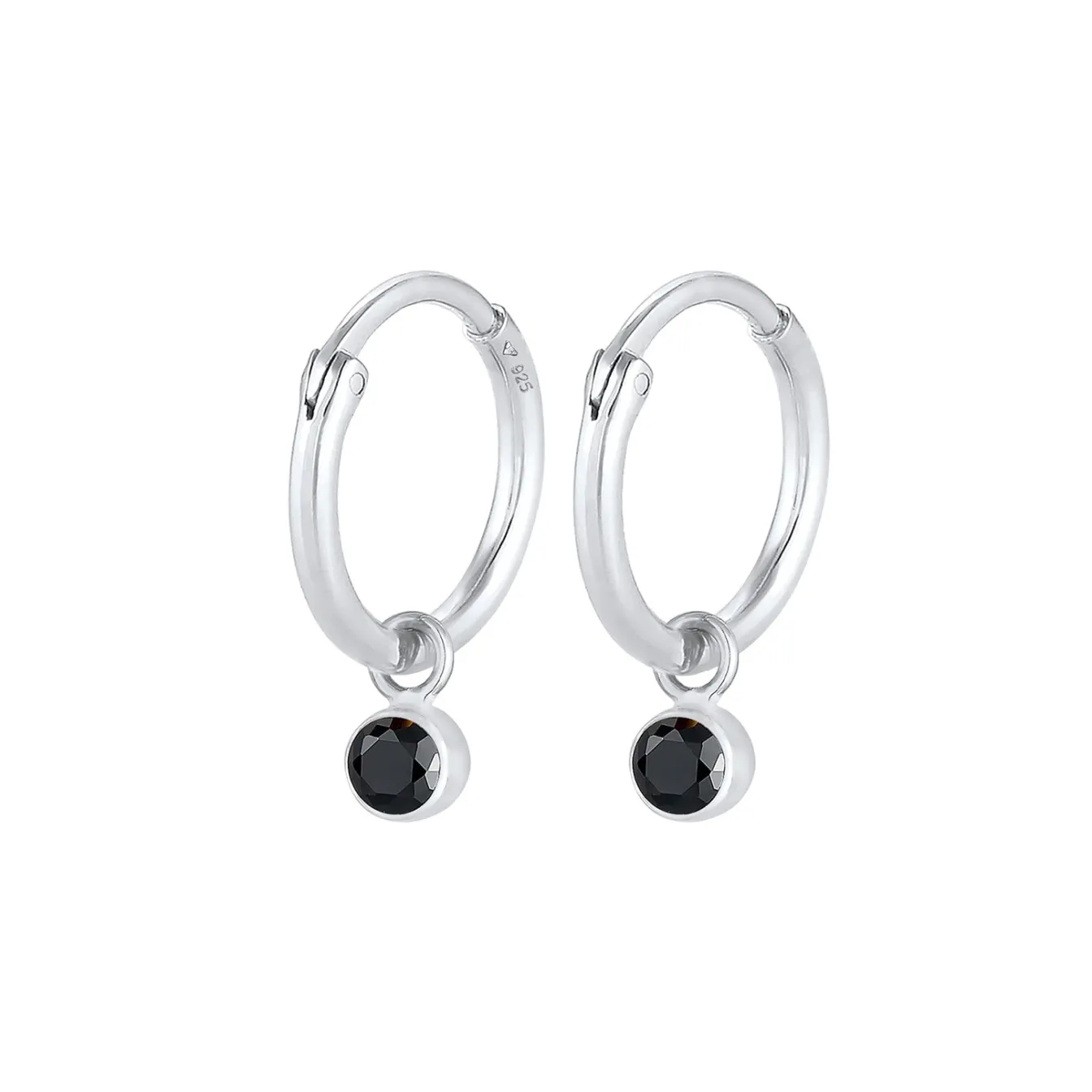 Elli "Creole | Zirkonia ( Schwarz )< Ohrringe|Silber