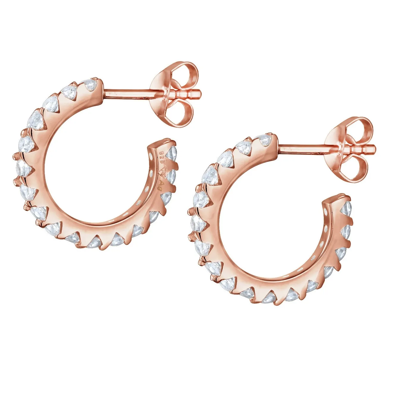 Elli "Creole | Zirkonia ( Weiß )< Roségold|Ohrringe