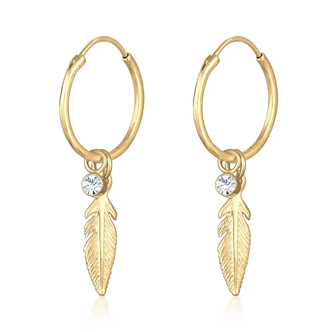 Elli "Creole Feder | Kristall (Weiß)< Roségold|Ohrringe