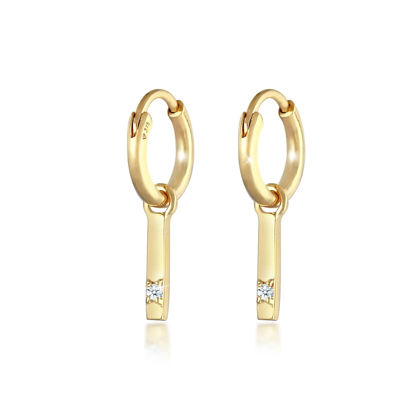 Elli "Creole Geo | Diamant ( Weiß, 0,03 ct )< Ohrringe|Echtgold