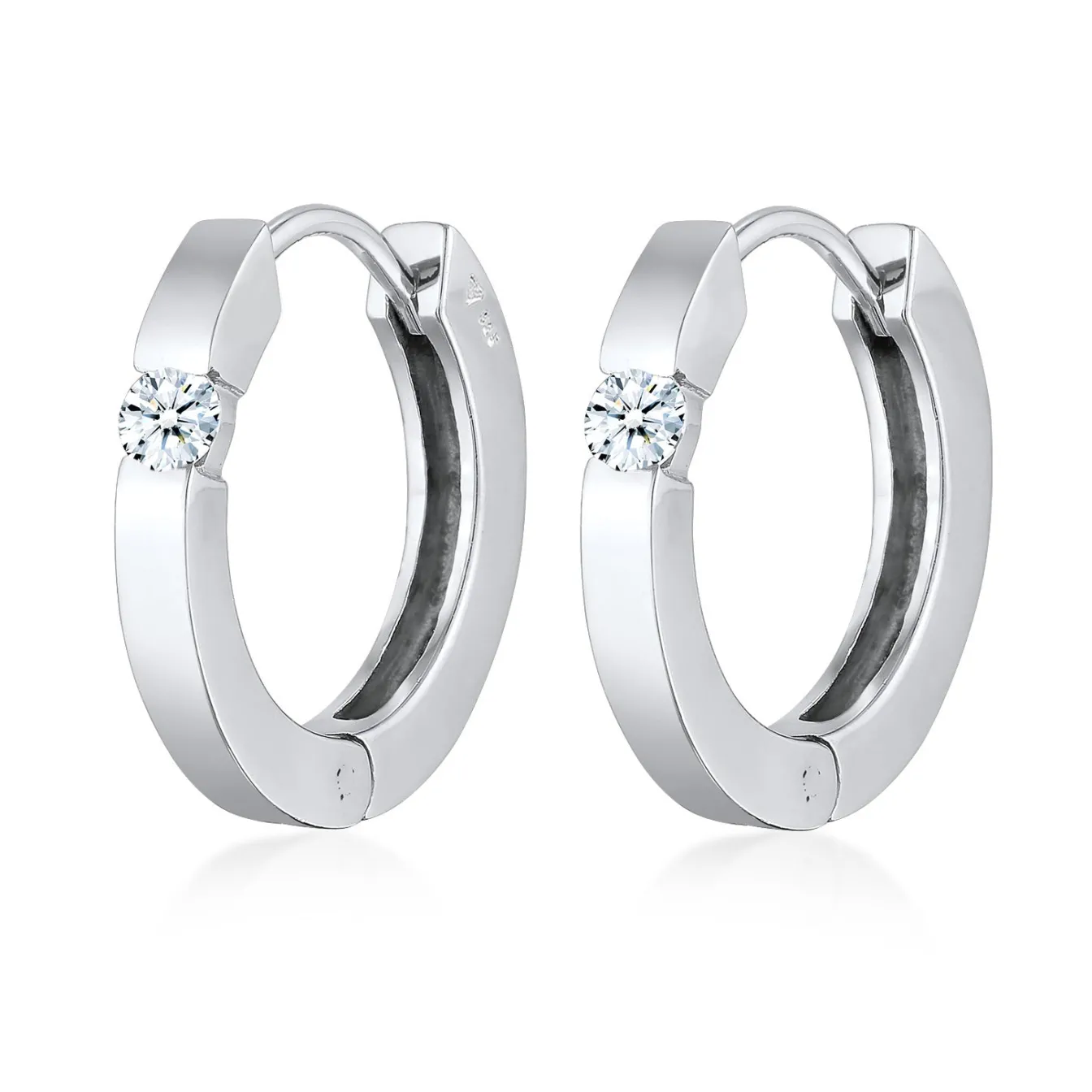 Elli "Creolen | Diamant (Weiß, 0.22 ct.)< Ohrringe|Silber