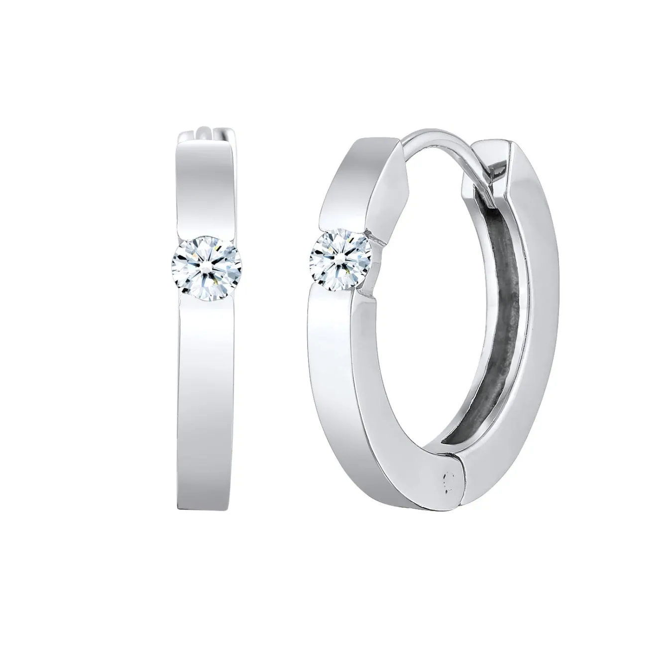 Elli "Creolen | Diamant (Weiß, 0.22 ct.)< Ohrringe|Silber