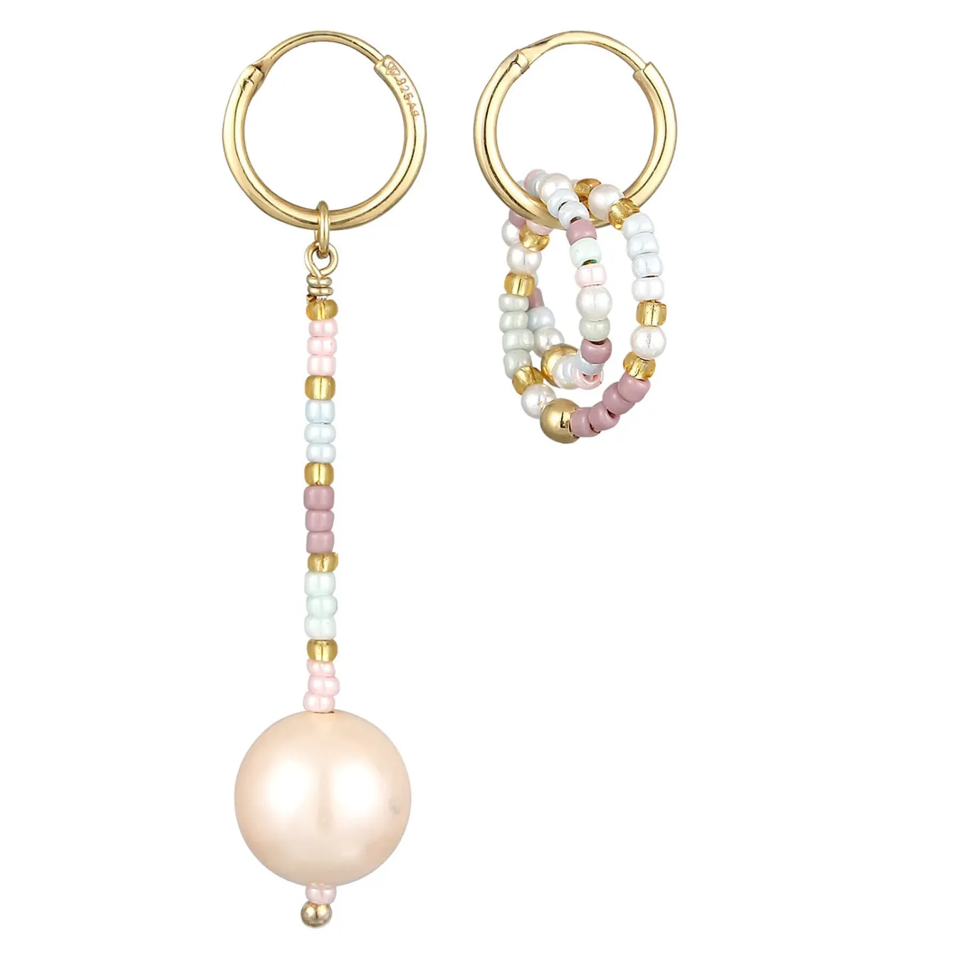 Elli "Creolen | Glas & Muschelkernperle< Perlen|Ohrringe