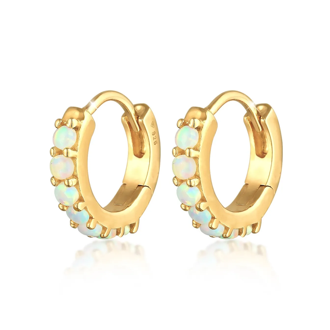 Elli "Creolen | Opal (Weiß)< Silber|Ohrringe