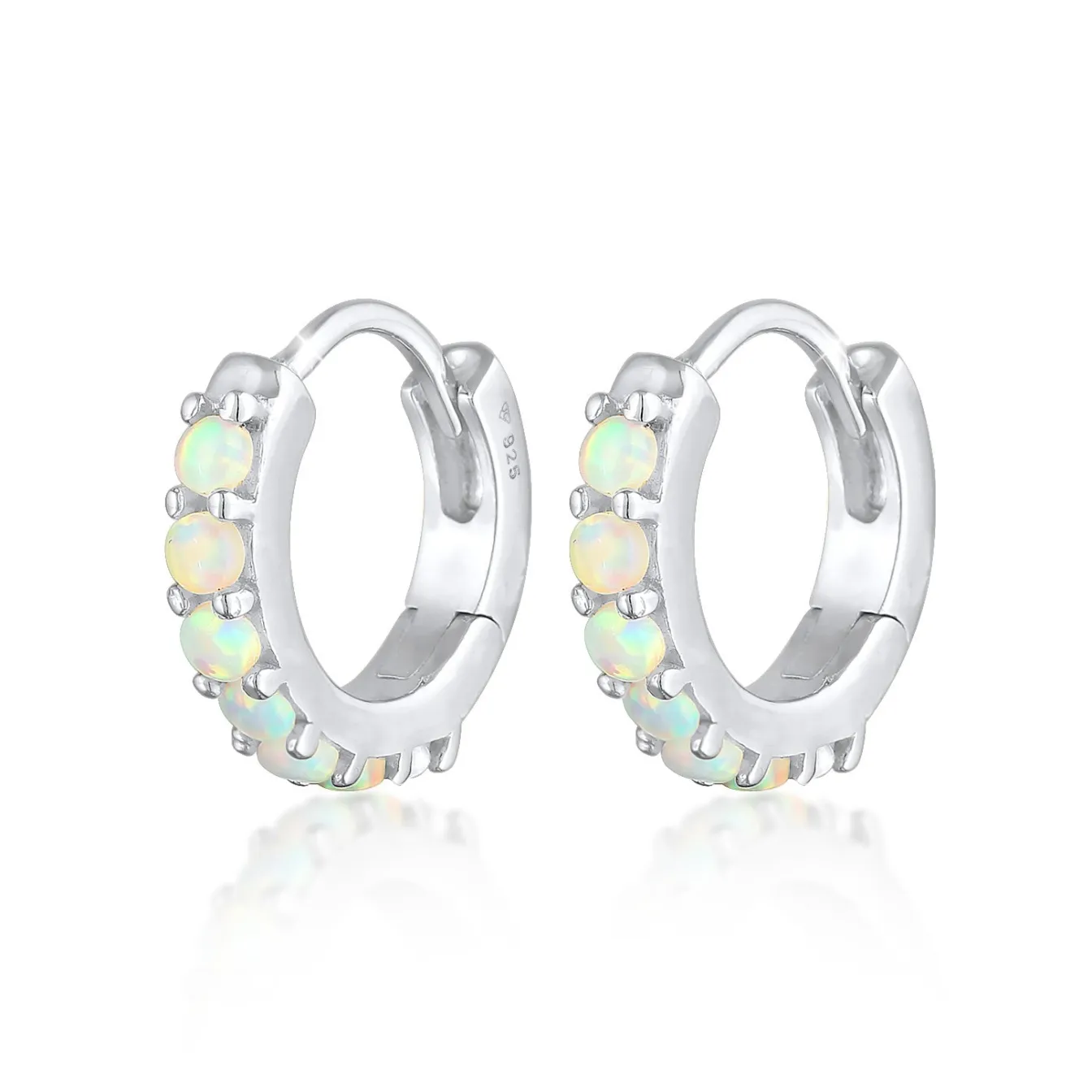 Elli "Creolen | Opal (Weiß)< Silber|Ohrringe