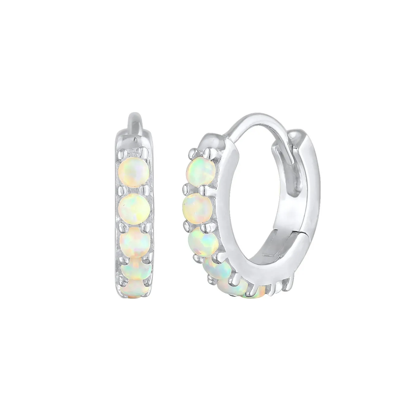 Elli "Creolen | Opal (Weiß)< Silber|Ohrringe