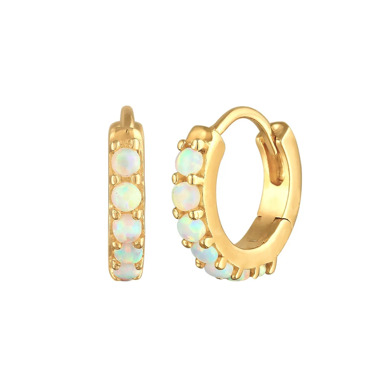 Elli "Creolen | Opal (Weiß)< Silber|Ohrringe