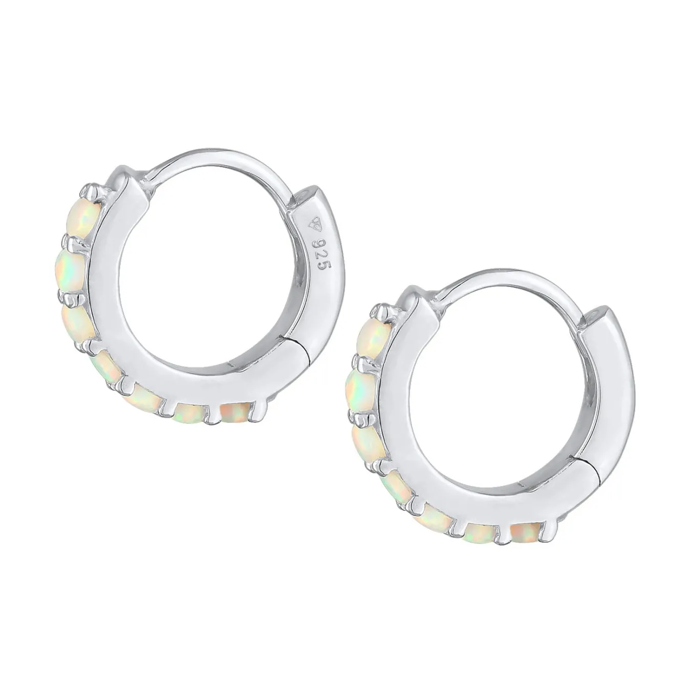 Elli "Creolen | Opal (Weiß)< Silber|Ohrringe