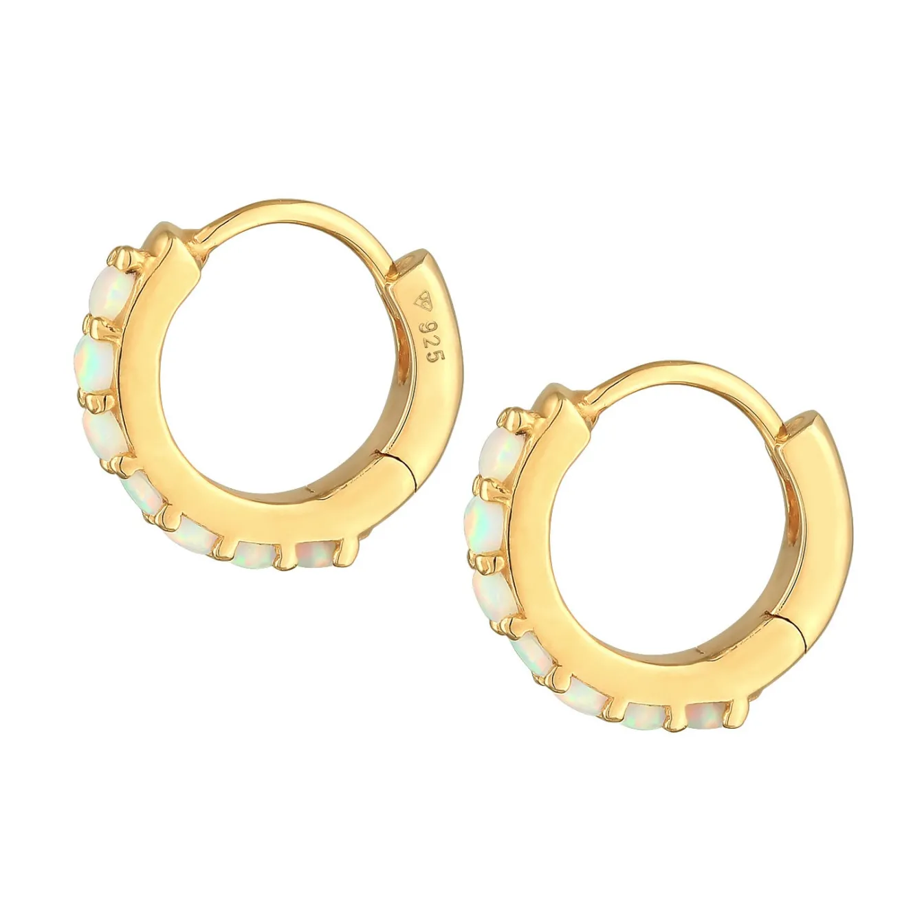 Elli "Creolen | Opal (Weiß)< Silber|Ohrringe