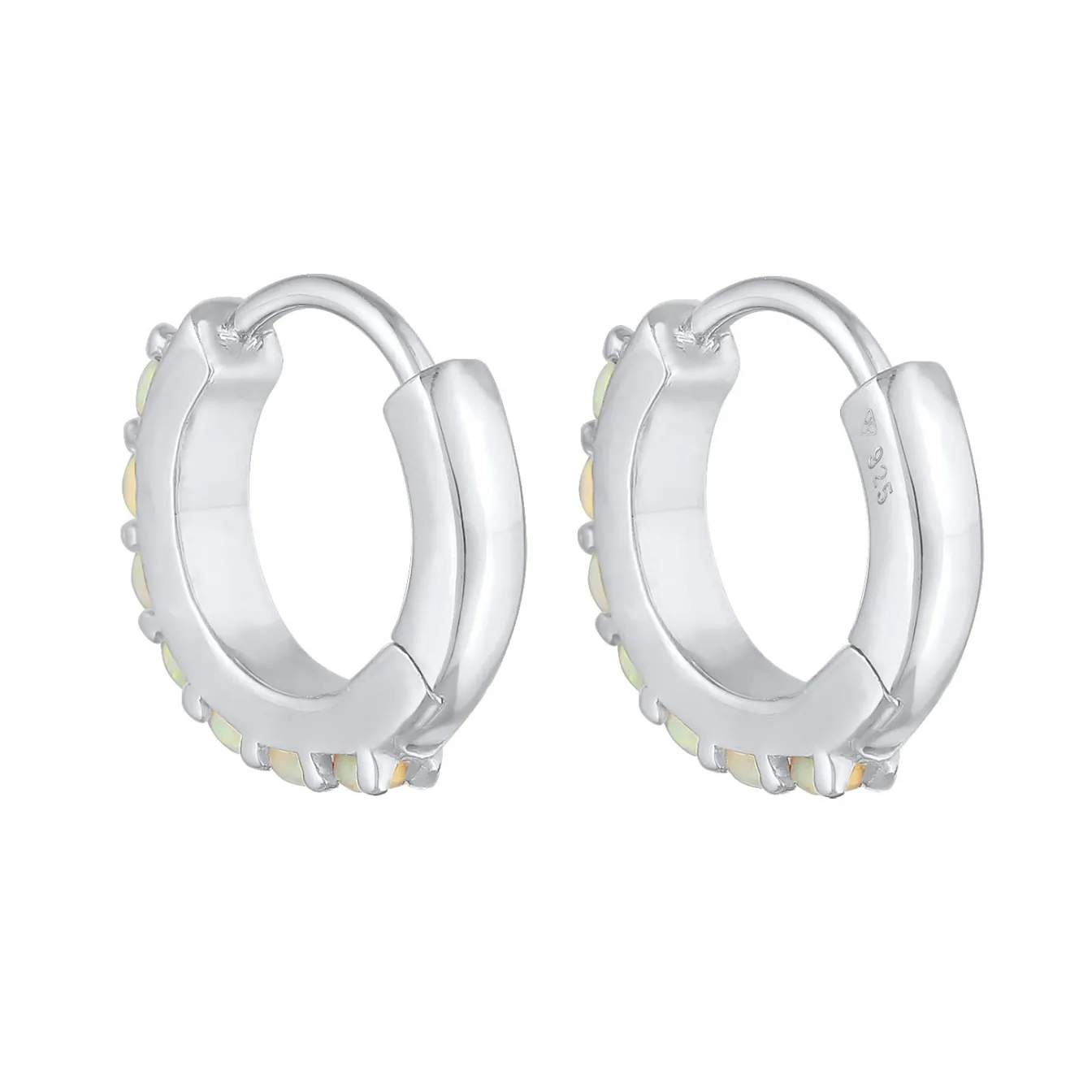 Elli "Creolen | Opal (Weiß)< Silber|Ohrringe