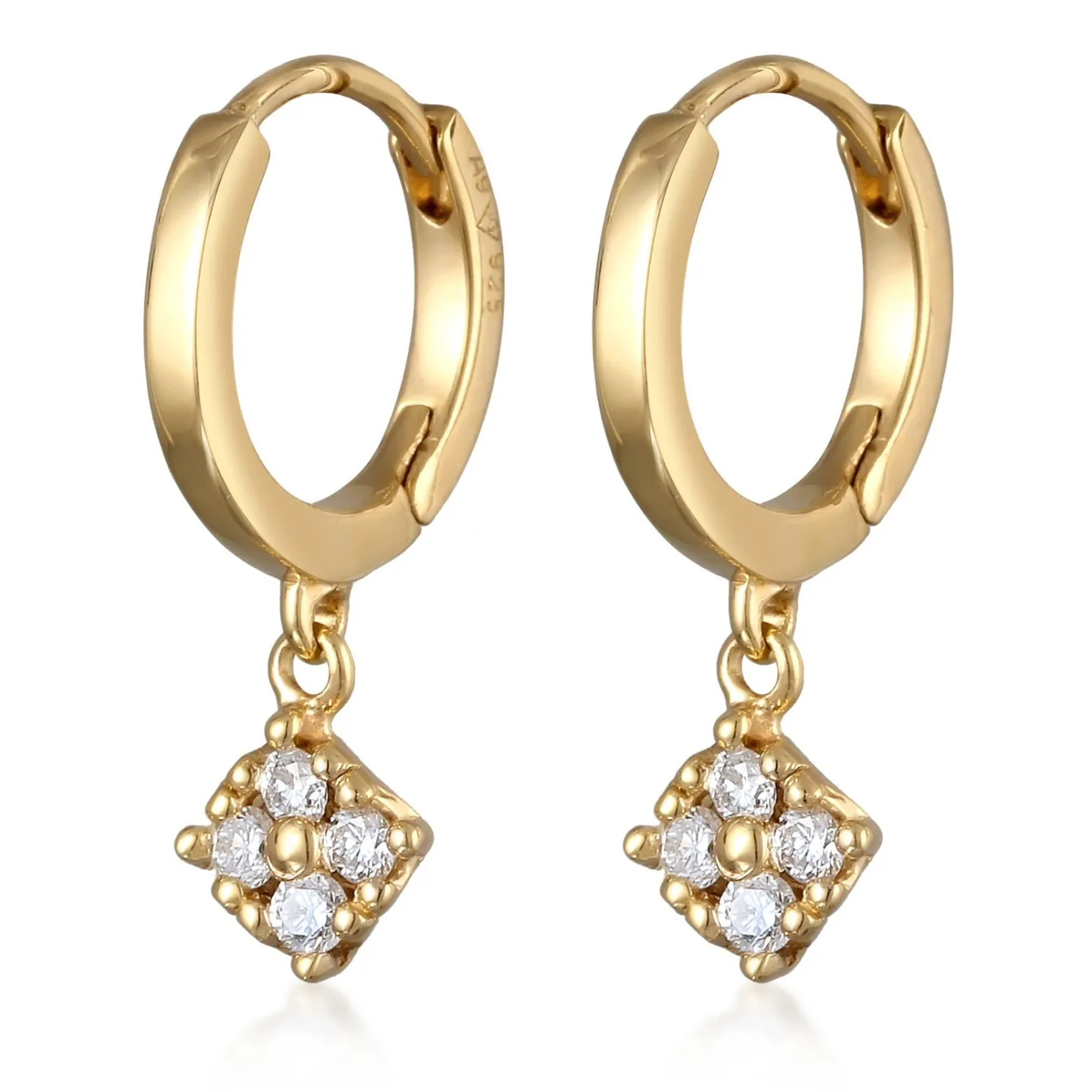 Elli "Creolen Anhänger | Laborgezüchteter Diamant (Weiß, 0.056 ct.)< Vergoldet|Diamanten