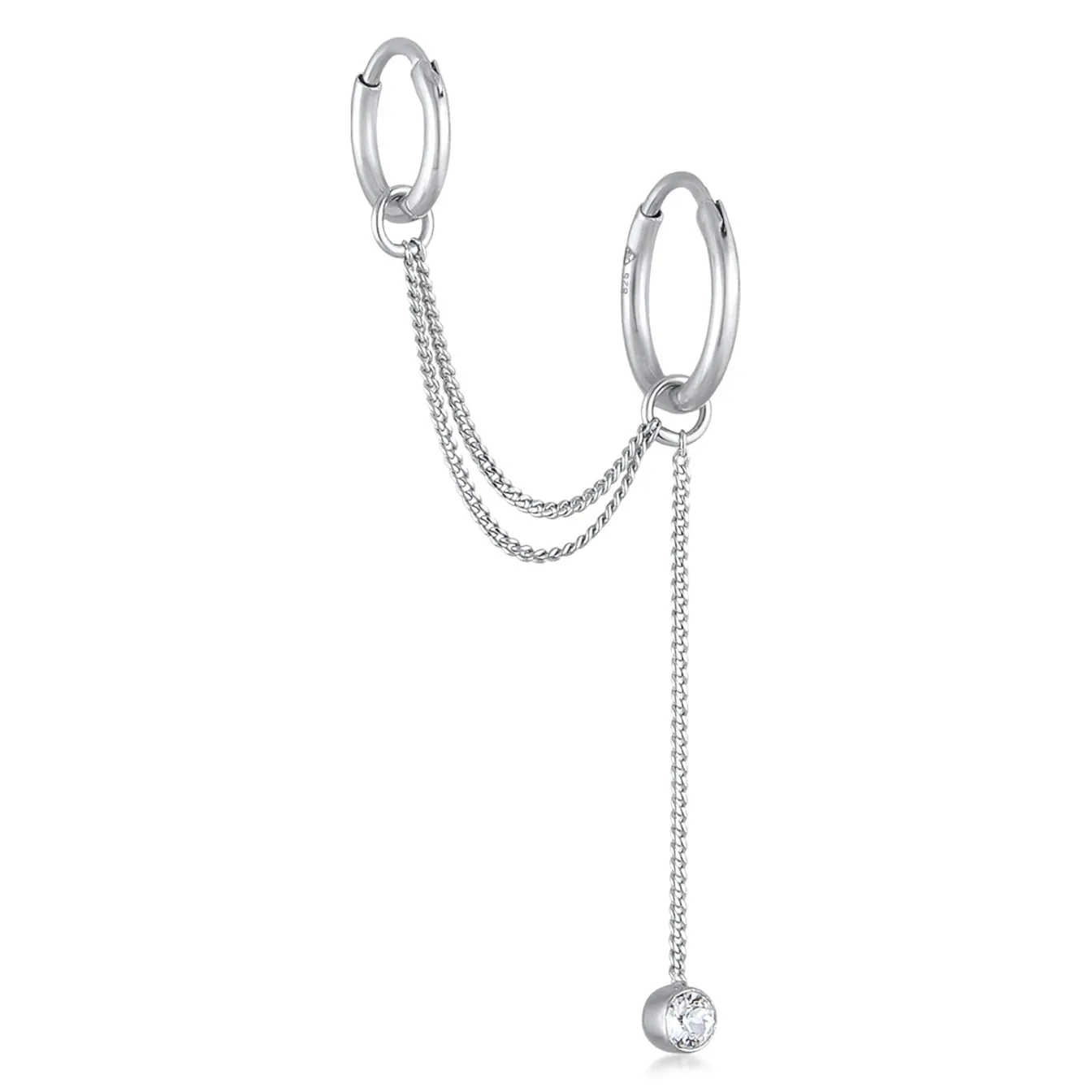 Elli "Creolen Ear Chain | Kristall (Weiß)< Ohrringe|Silber