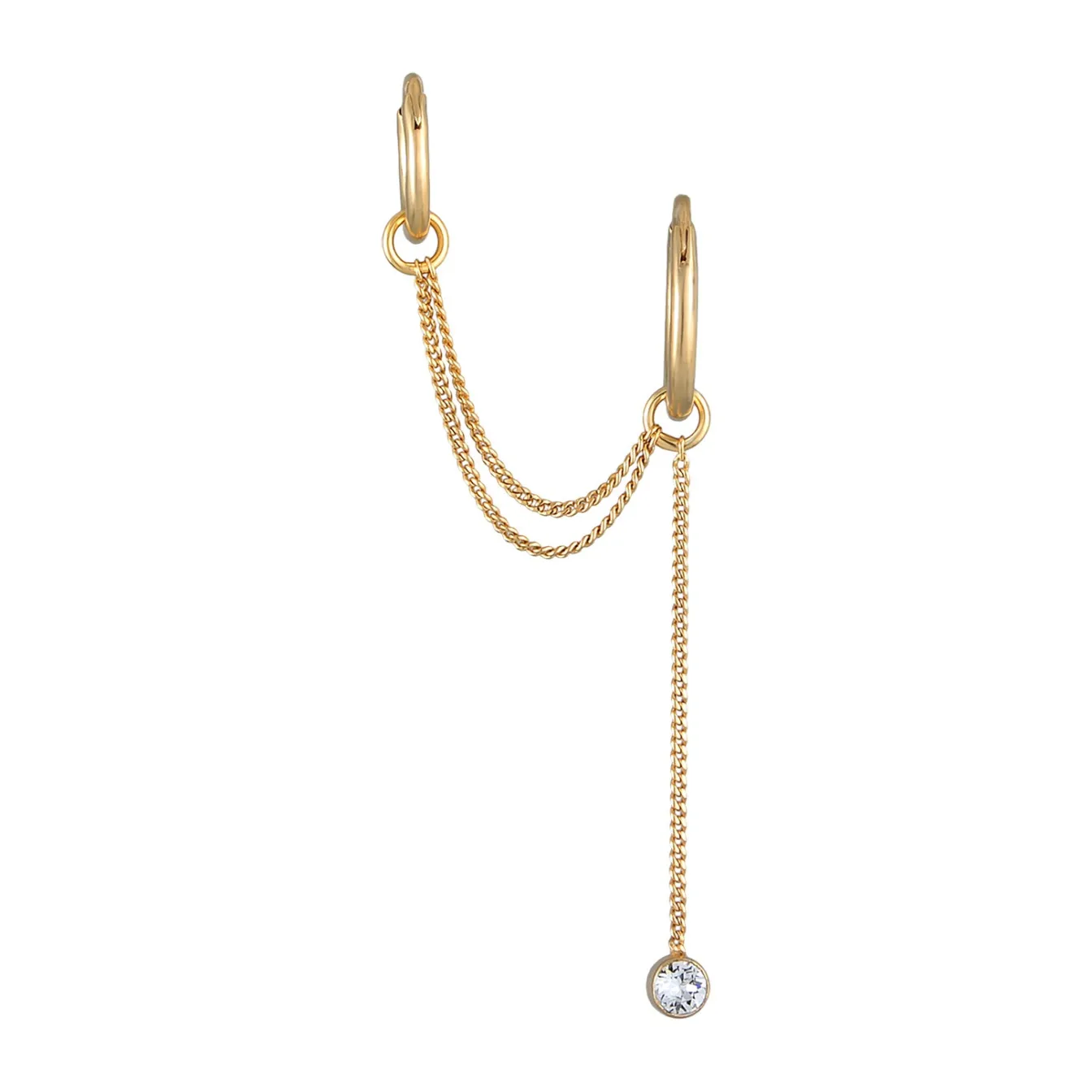 Elli "Creolen Ear Chain | Kristall (Weiß)< Ohrringe|Silber