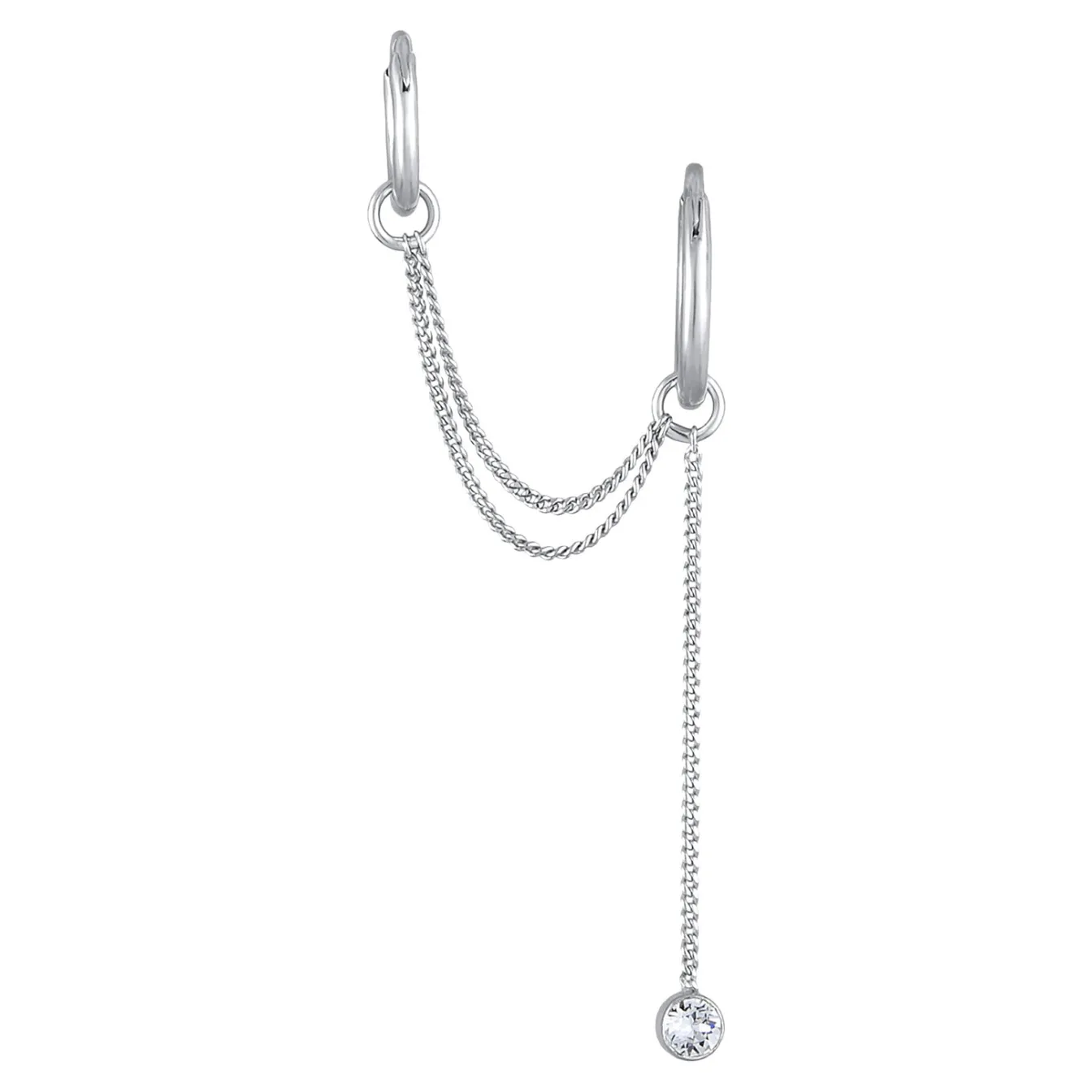 Elli "Creolen Ear Chain | Kristall (Weiß)< Ohrringe|Silber