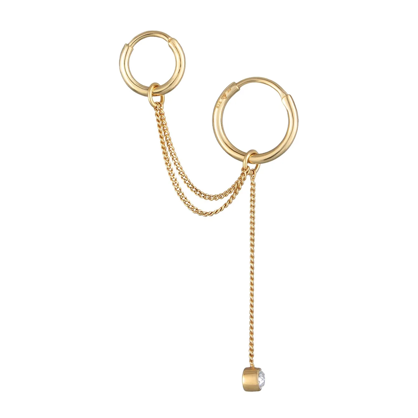 Elli "Creolen Ear Chain | Kristall (Weiß)< Ohrringe|Silber
