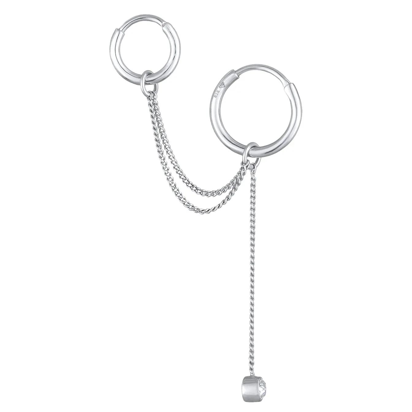Elli "Creolen Ear Chain | Kristall (Weiß)< Ohrringe|Silber