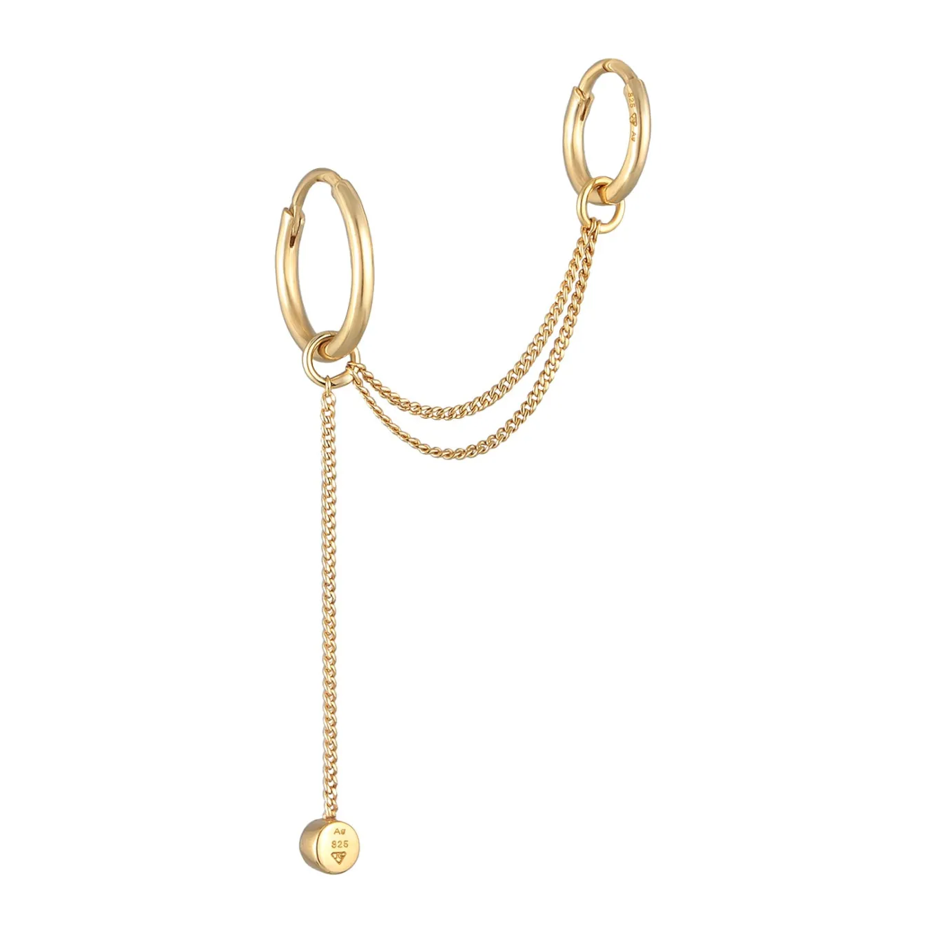 Elli "Creolen Ear Chain | Kristall (Weiß)< Ohrringe|Silber