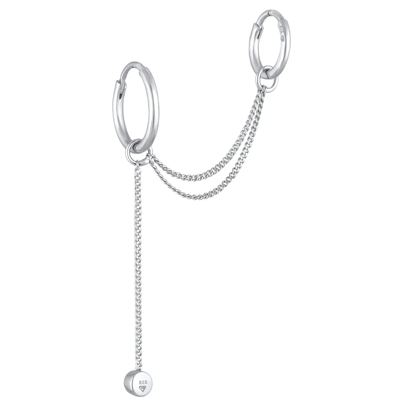 Elli "Creolen Ear Chain | Kristall (Weiß)< Ohrringe|Silber