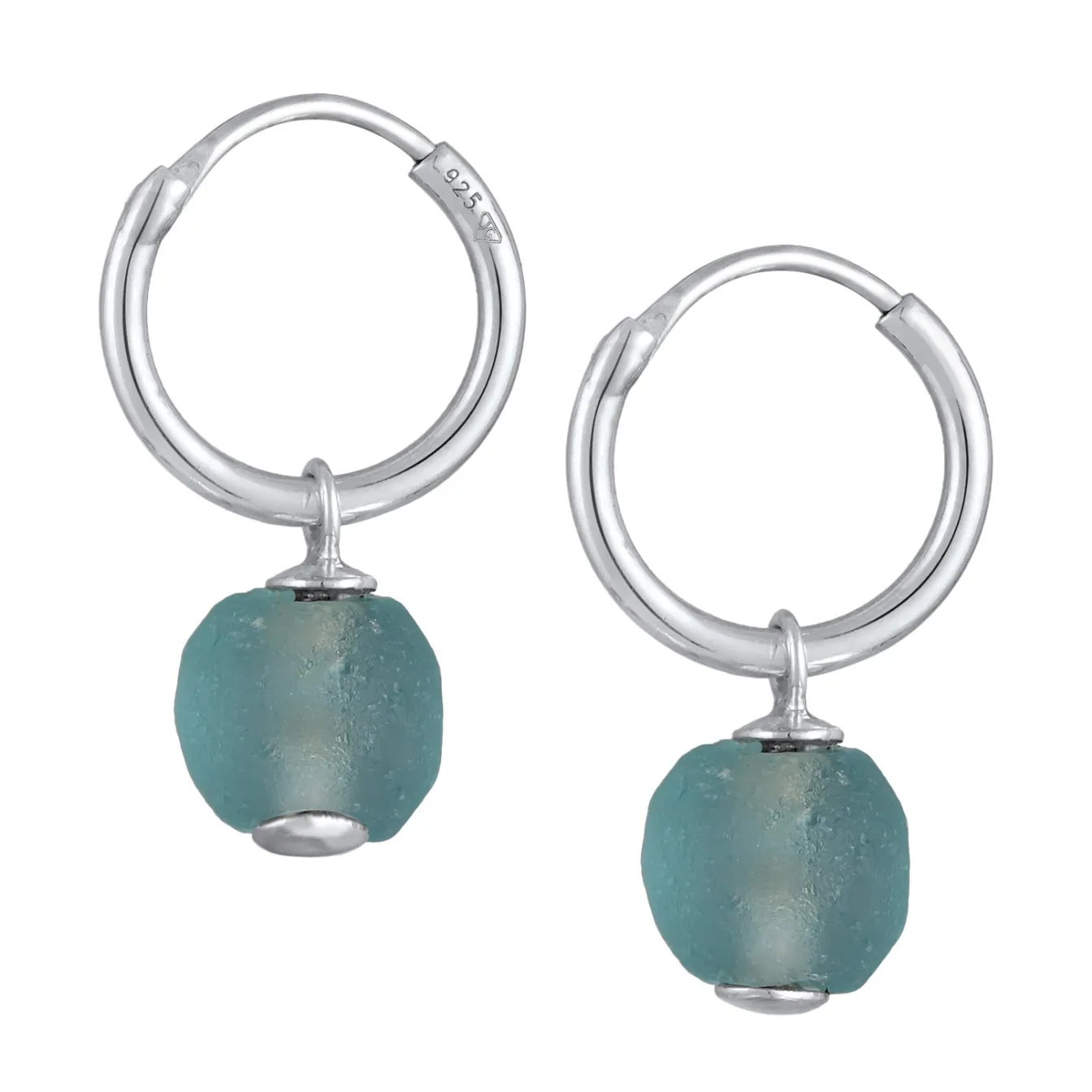 Elli "Creolen Einhänger | Recyceltes Glas< Ohrringe|Silber