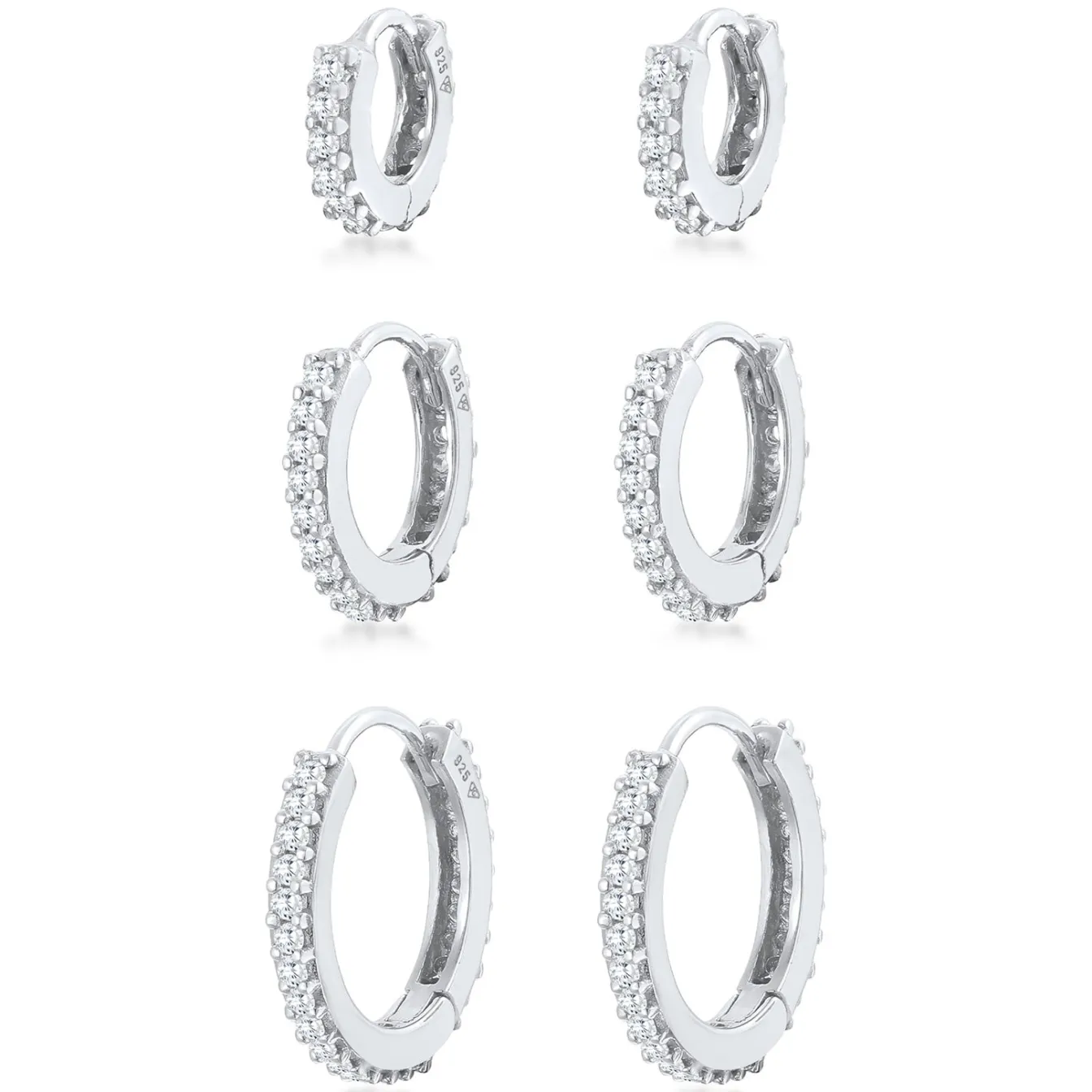 Elli "Creolen 3er Set | Zirkonia (weiß)< Ohrringe|Silber
