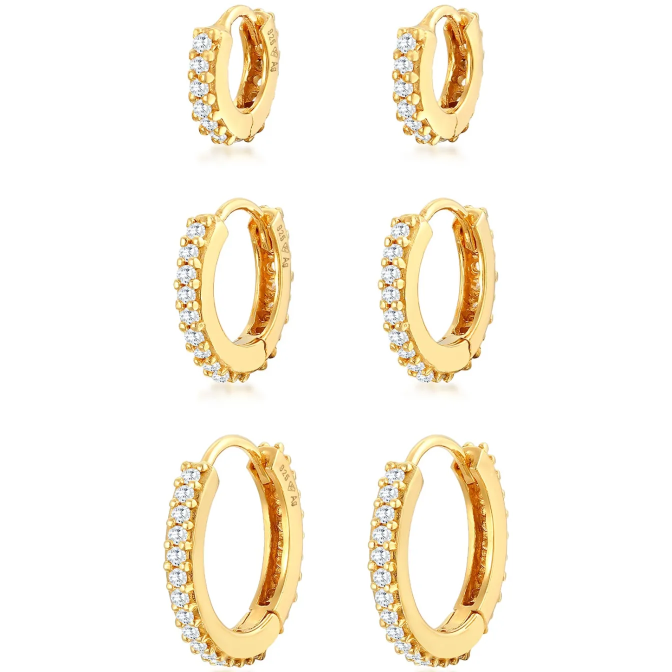 Elli "Creolen 3er Set | Zirkonia (weiß)< Ohrringe|Silber