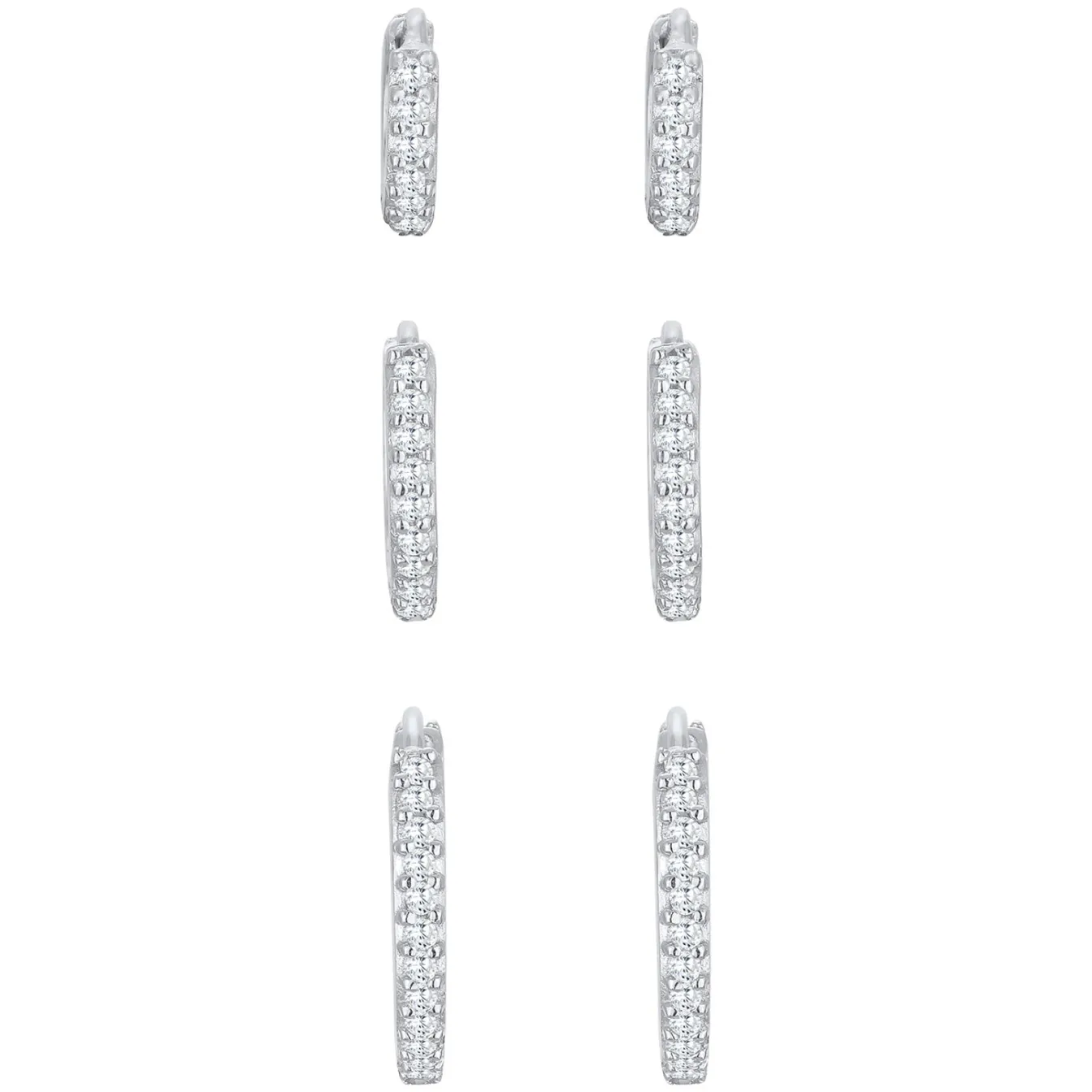 Elli "Creolen 3er Set | Zirkonia (weiß)< Ohrringe|Silber