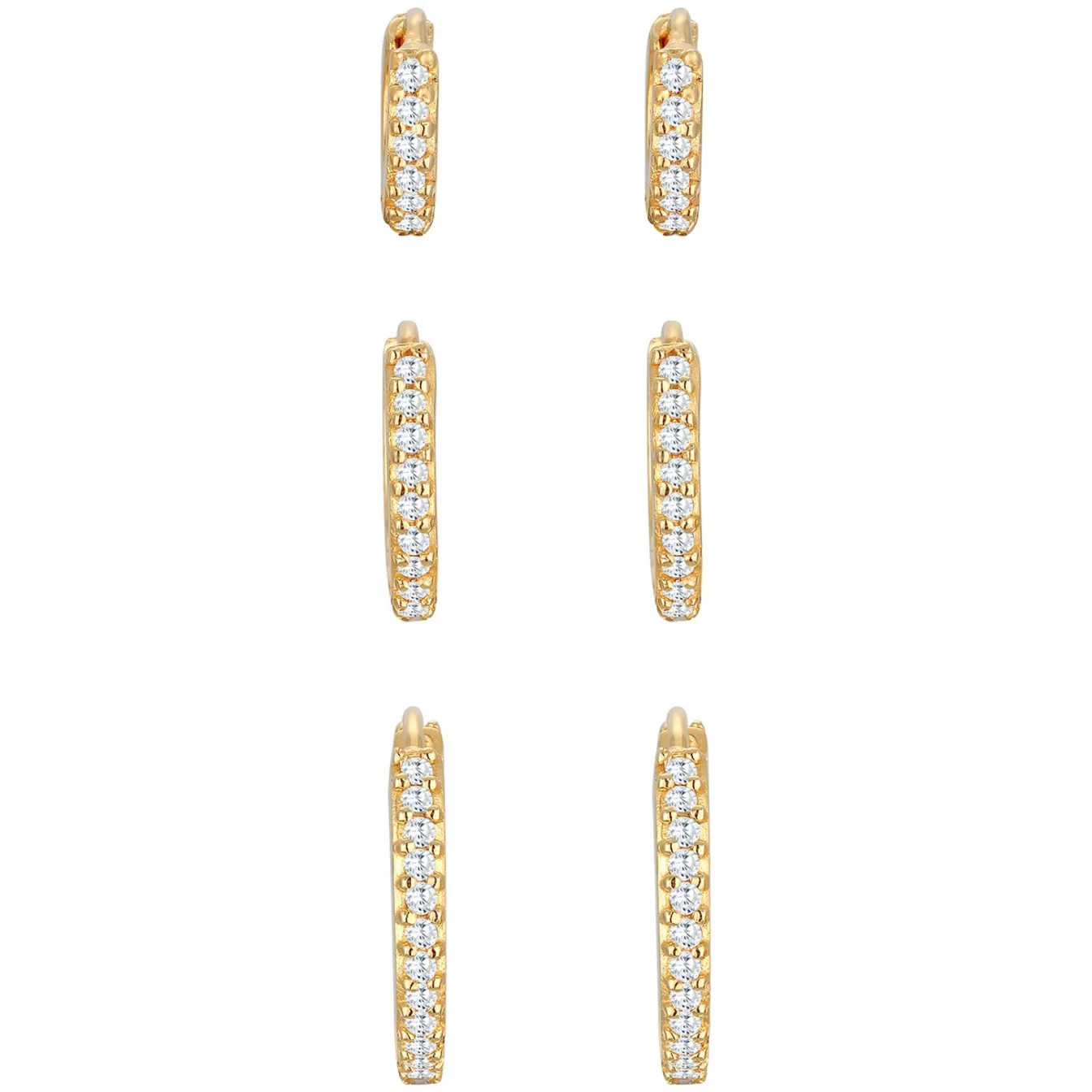 Elli "Creolen 3er Set | Zirkonia (weiß)< Ohrringe|Silber