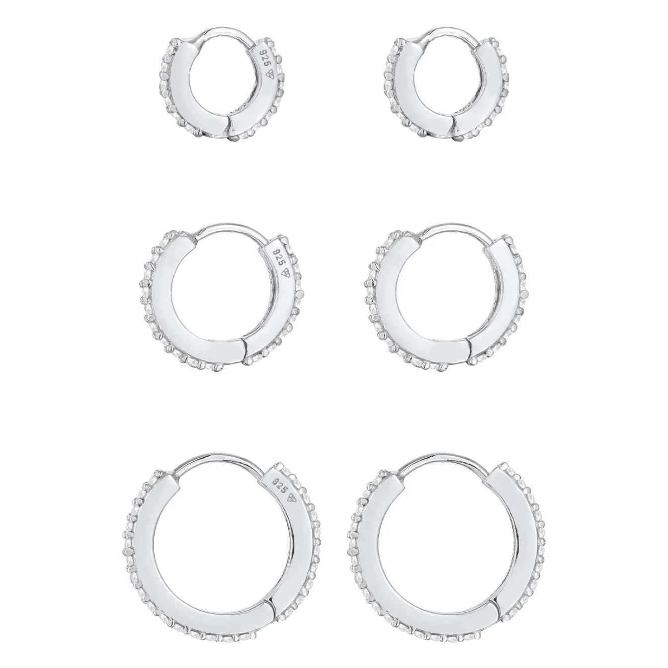 Elli "Creolen 3er Set | Zirkonia (weiß)< Ohrringe|Silber