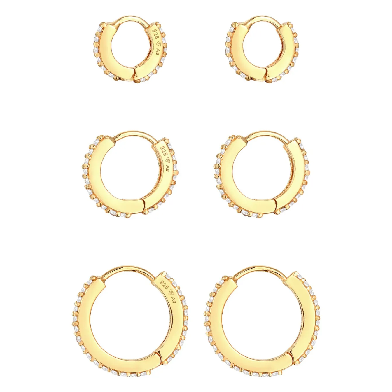 Elli "Creolen 3er Set | Zirkonia (weiß)< Ohrringe|Silber