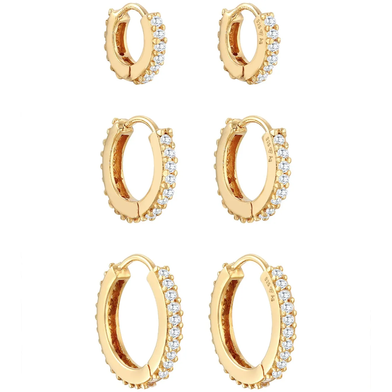 Elli "Creolen 3er Set | Zirkonia (weiß)< Ohrringe|Silber