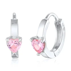 Elli "Creolen Herz | Zirkonia (Rosa)<Kinder Symbol-schmuck|Herz-schmuck
