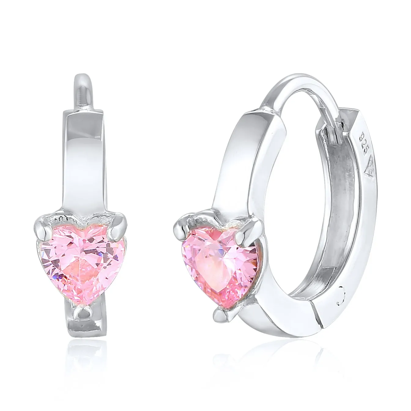 Elli "Creolen Herz | Zirkonia (Rosa)<Kinder Symbol-schmuck|Herz-schmuck