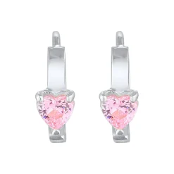 Elli "Creolen Herz | Zirkonia (Rosa)<Kinder Symbol-schmuck|Herz-schmuck
