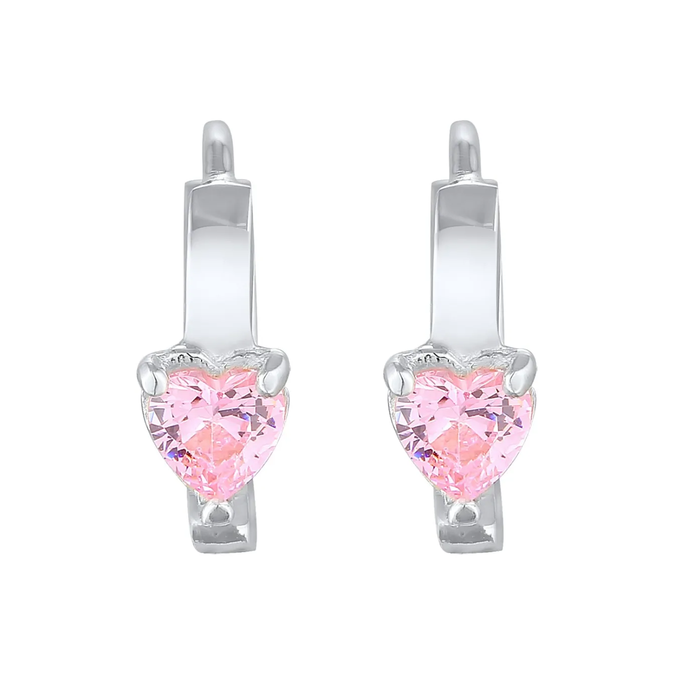 Elli "Creolen Herz | Zirkonia (Rosa)<Kinder Symbol-schmuck|Herz-schmuck
