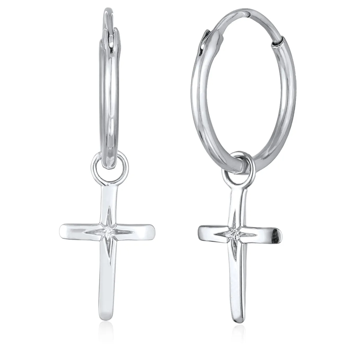 Elli "Creolen Kreuz< Vergoldet|Symbol-schmuck