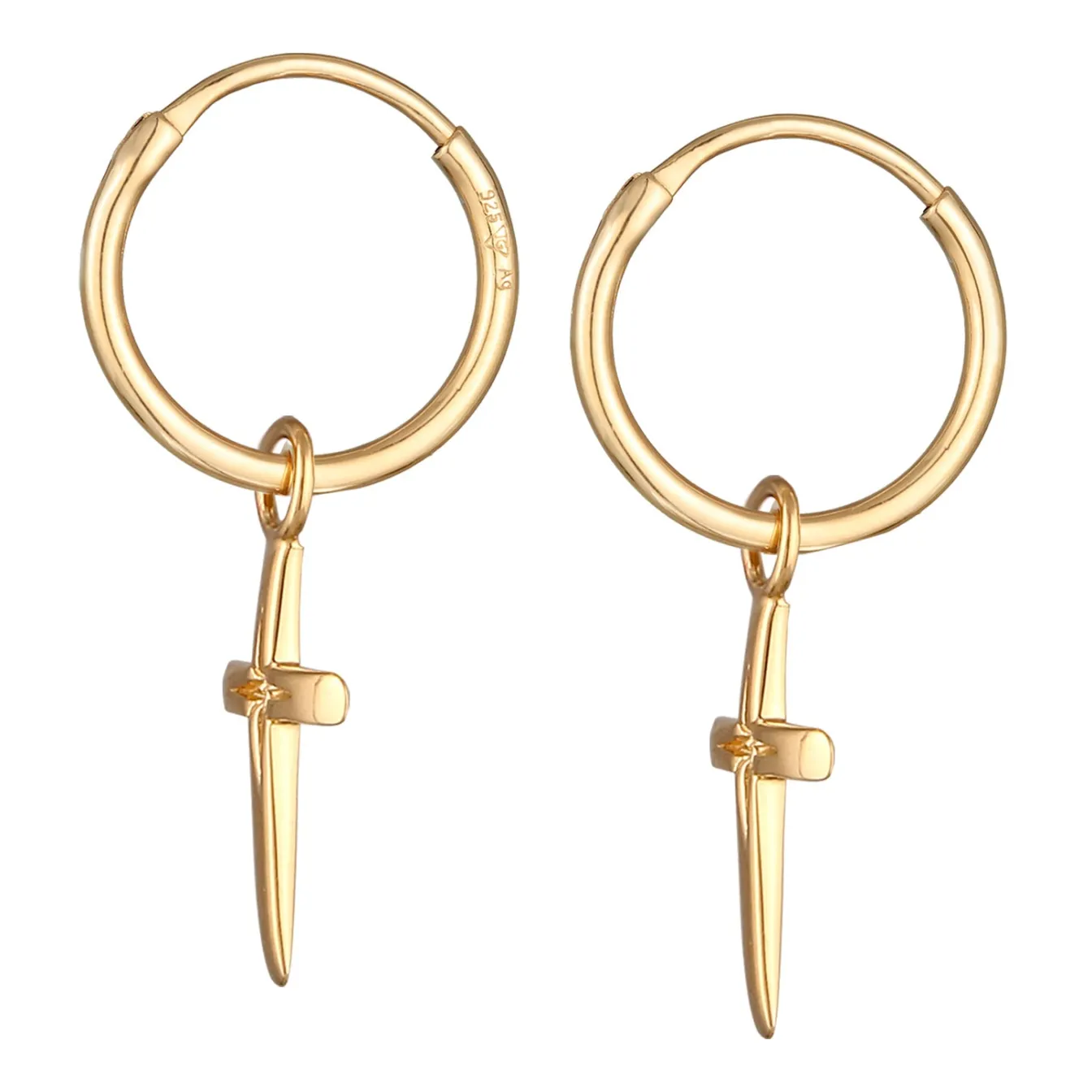 Elli "Creolen Kreuz< Vergoldet|Symbol-schmuck