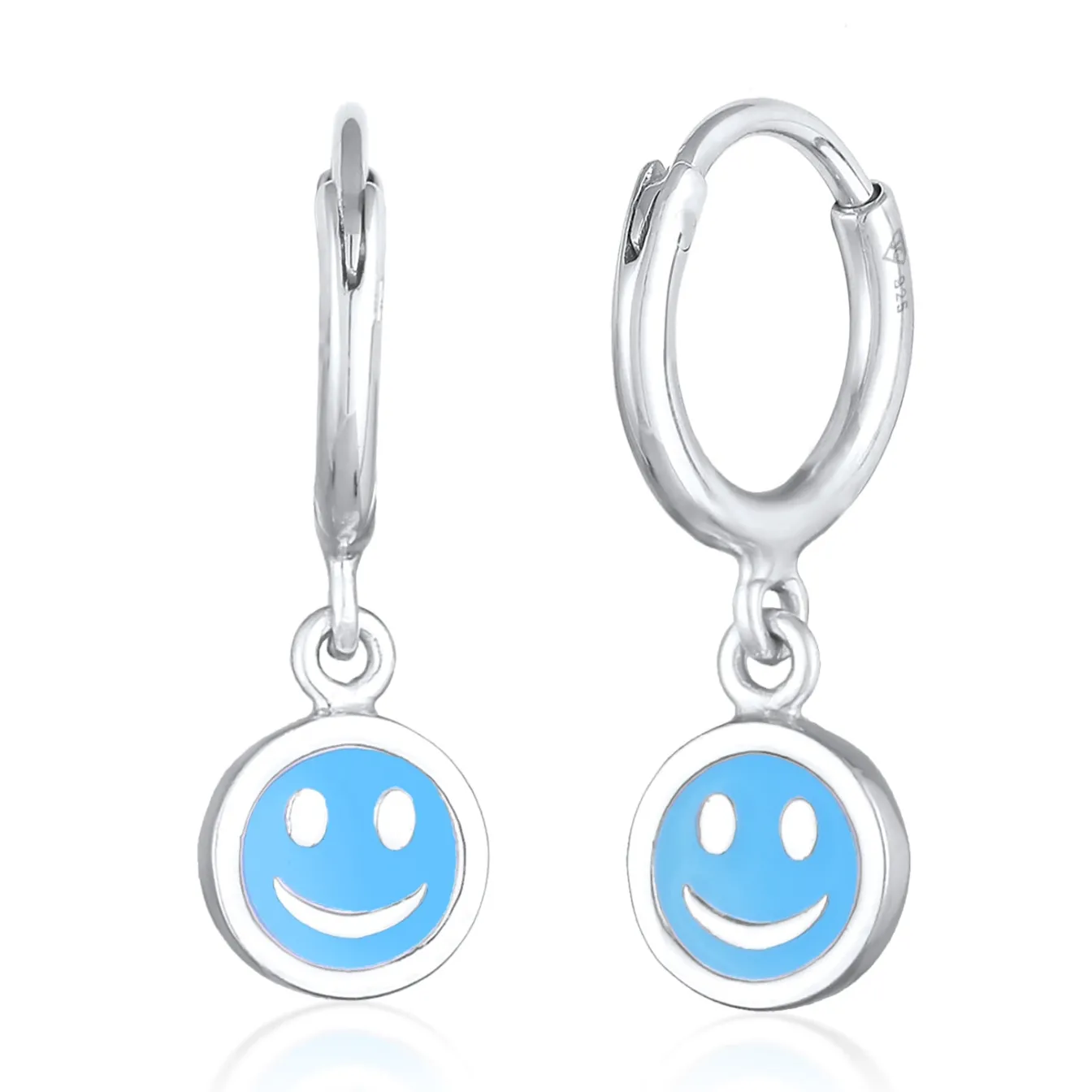 Elli "Creolen mit Smiling Face Anhänger | Emaille (Orange)<Kinder Kinderschmuck