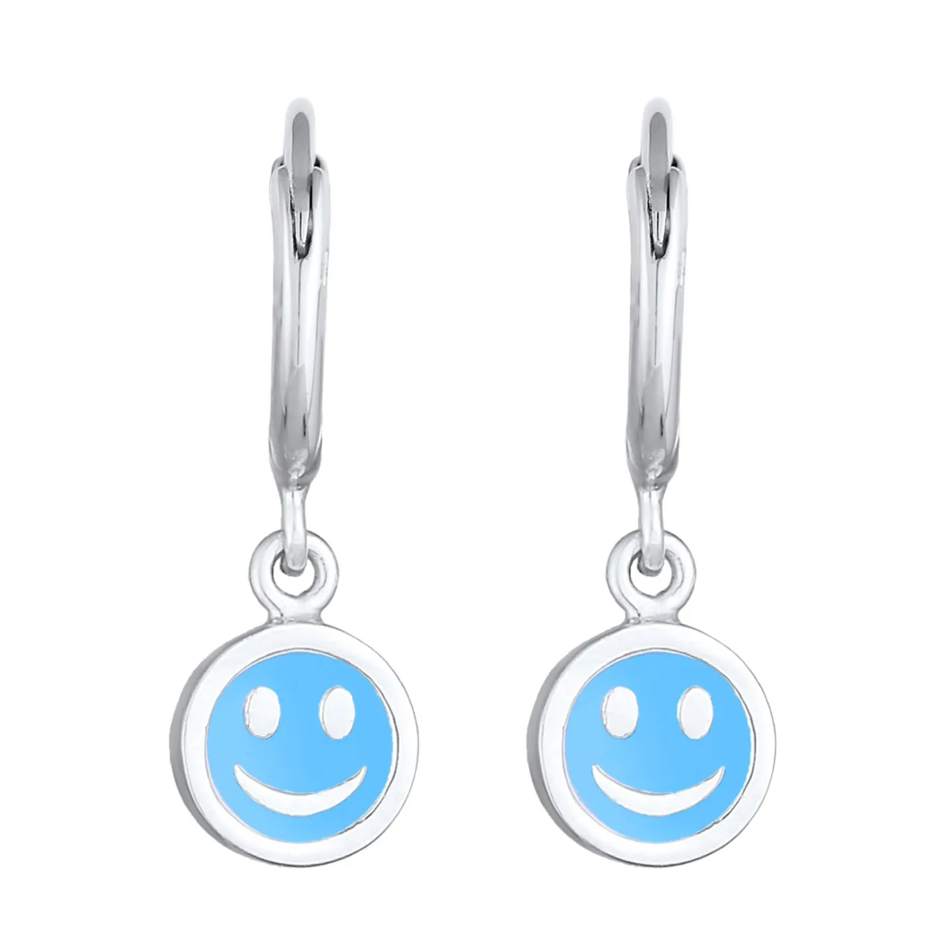 Elli "Creolen mit Smiling Face Anhänger | Emaille (Orange)<Kinder Kinderschmuck