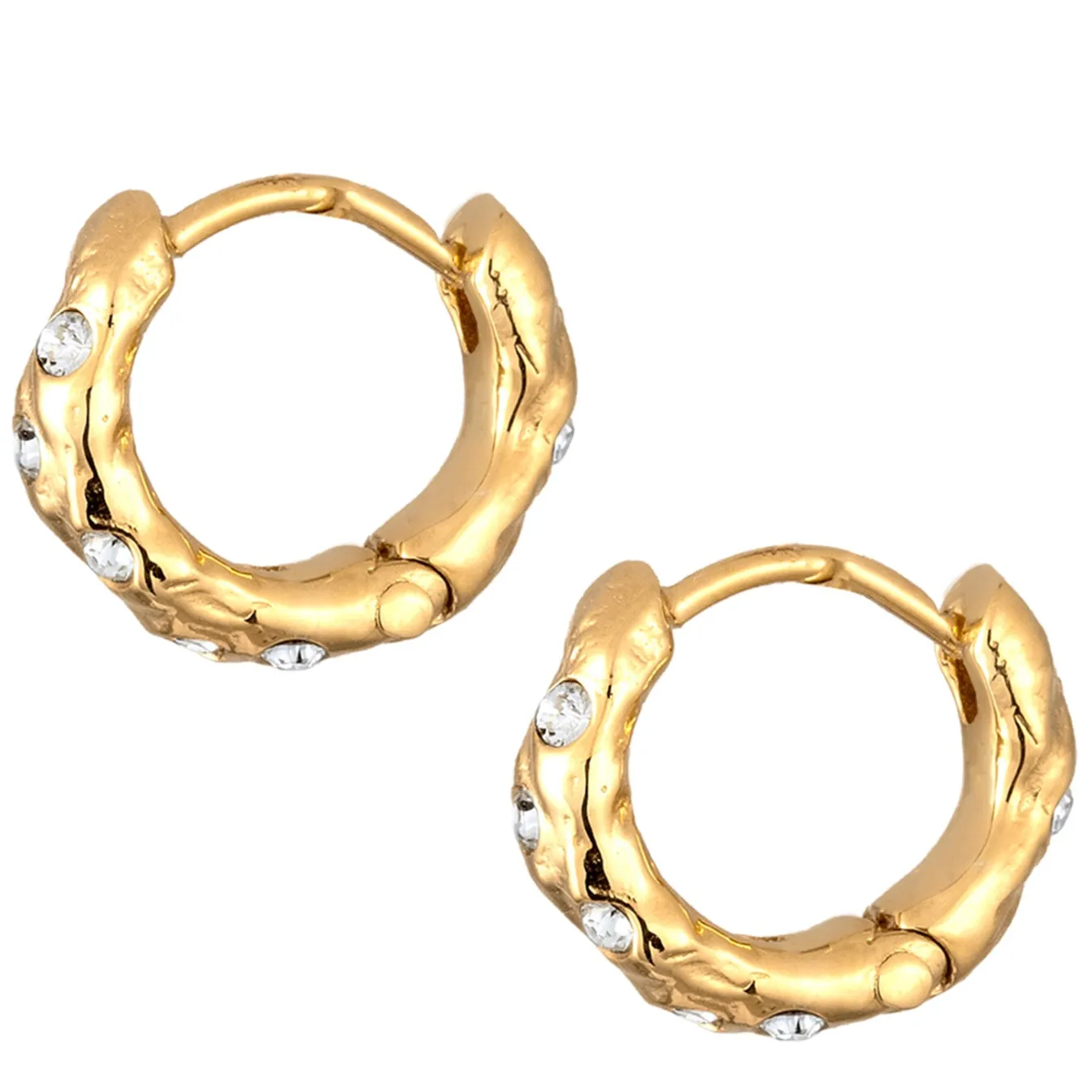 Elli "Creolen Organic | Glas Kristalle (Weiß)< Vergoldet|Ohrringe