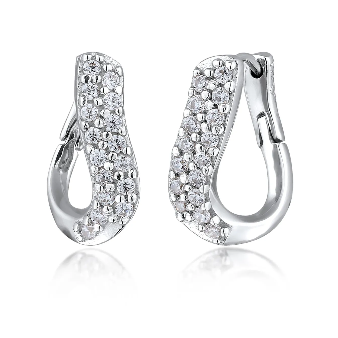 Elli "Creolen Organic | Zirkonia (Weiß)< Ohrringe|Silber