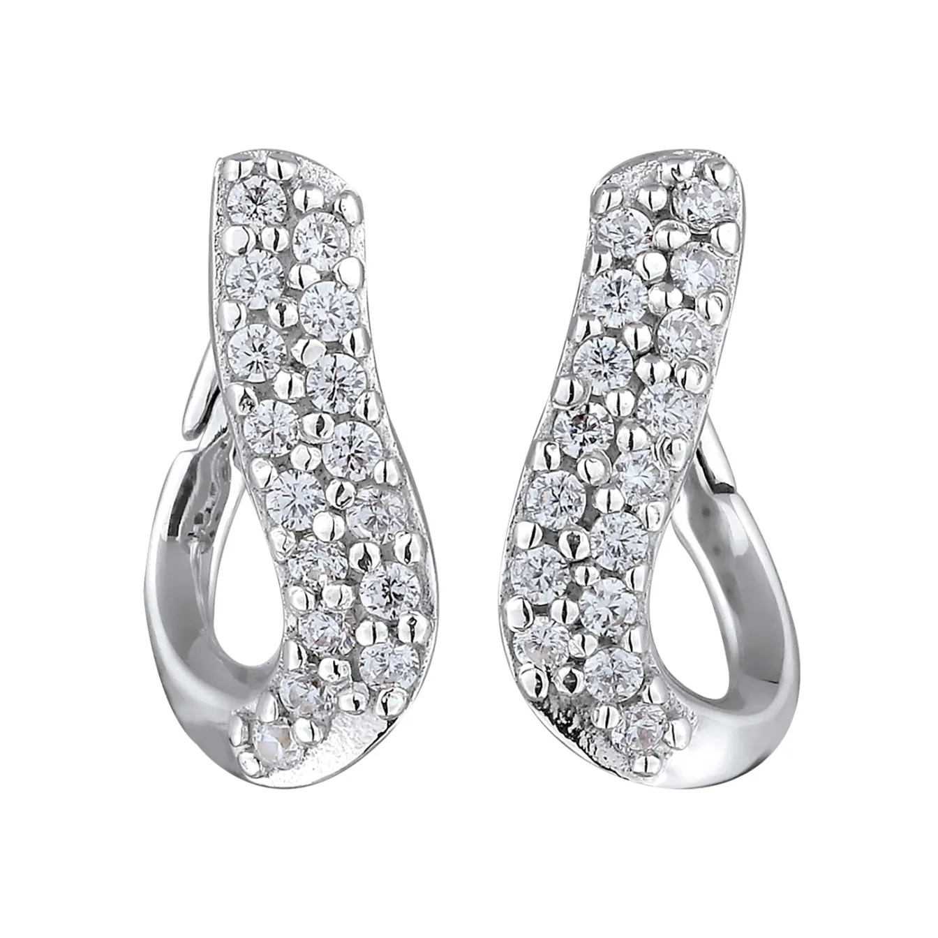Elli "Creolen Organic | Zirkonia (Weiß)< Ohrringe|Silber