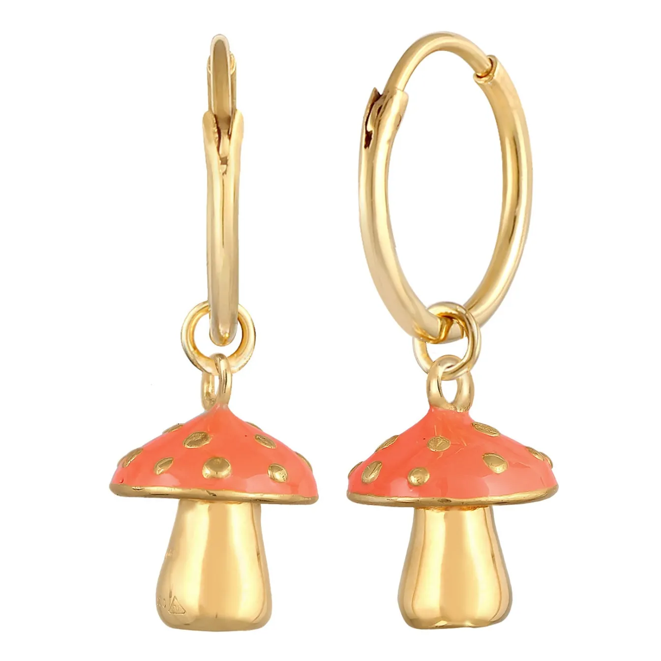 Elli "Creolen Pilz | Emaille (Orange)< Symbol-schmuck|Ohrringe
