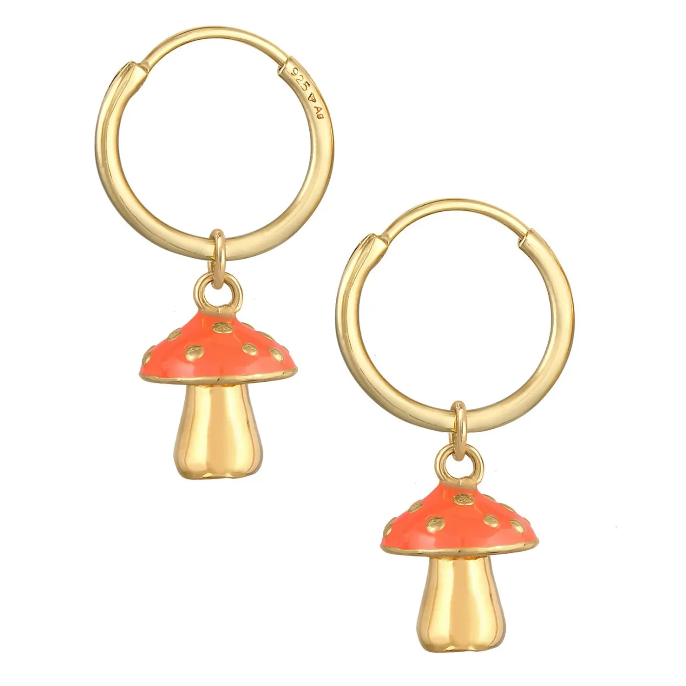 Elli "Creolen Pilz | Emaille (Orange)< Symbol-schmuck|Ohrringe