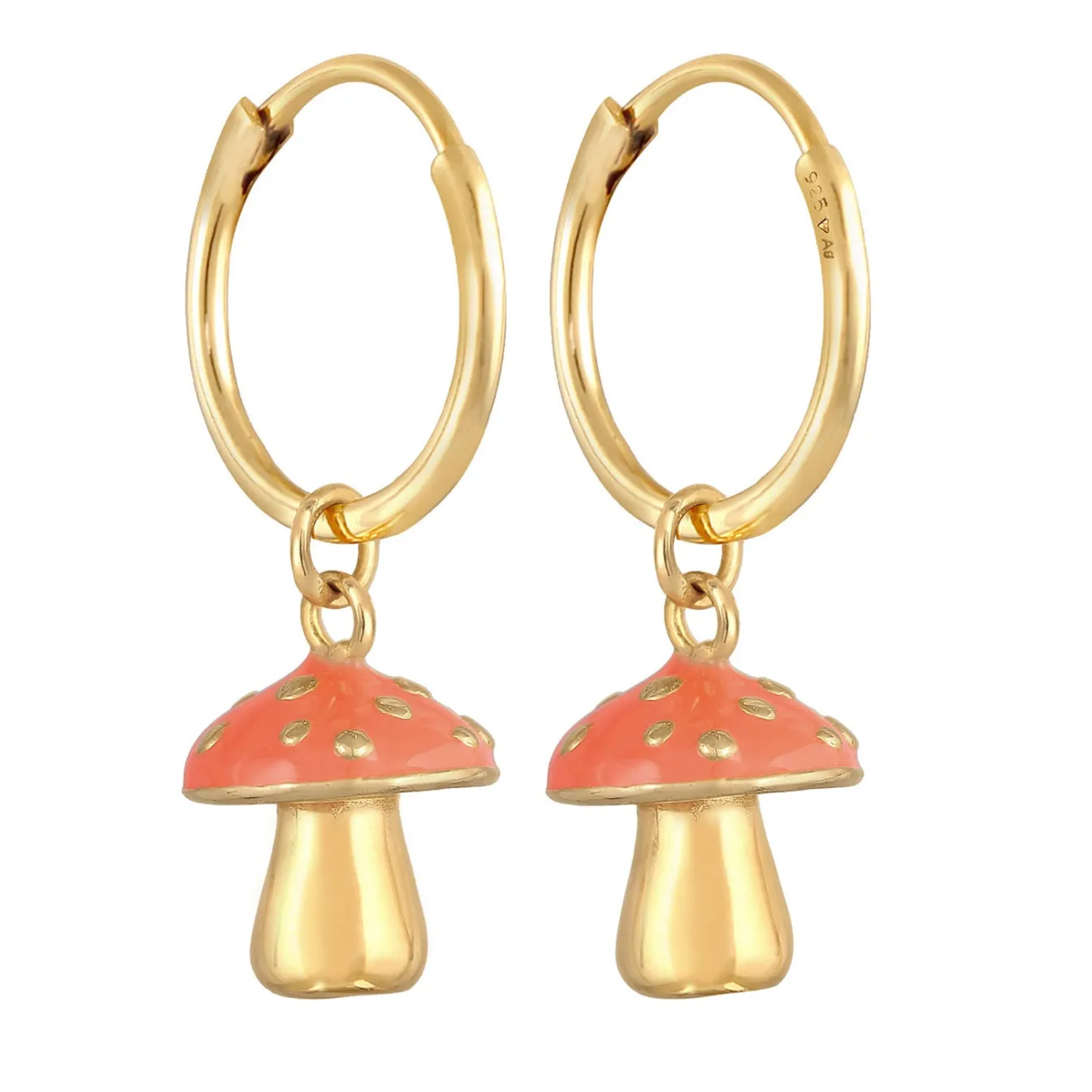 Elli "Creolen Pilz | Emaille (Orange)< Symbol-schmuck|Ohrringe