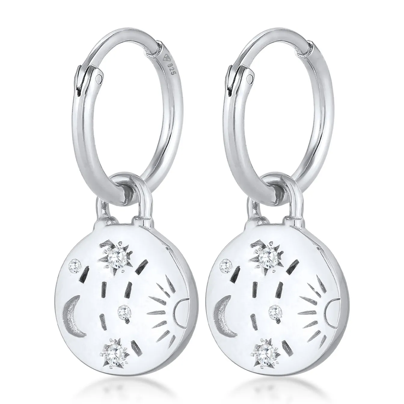 Elli "Creolen Plättchen | Zirkonia (Weiß)< Symbol-schmuck|Letzte Chance