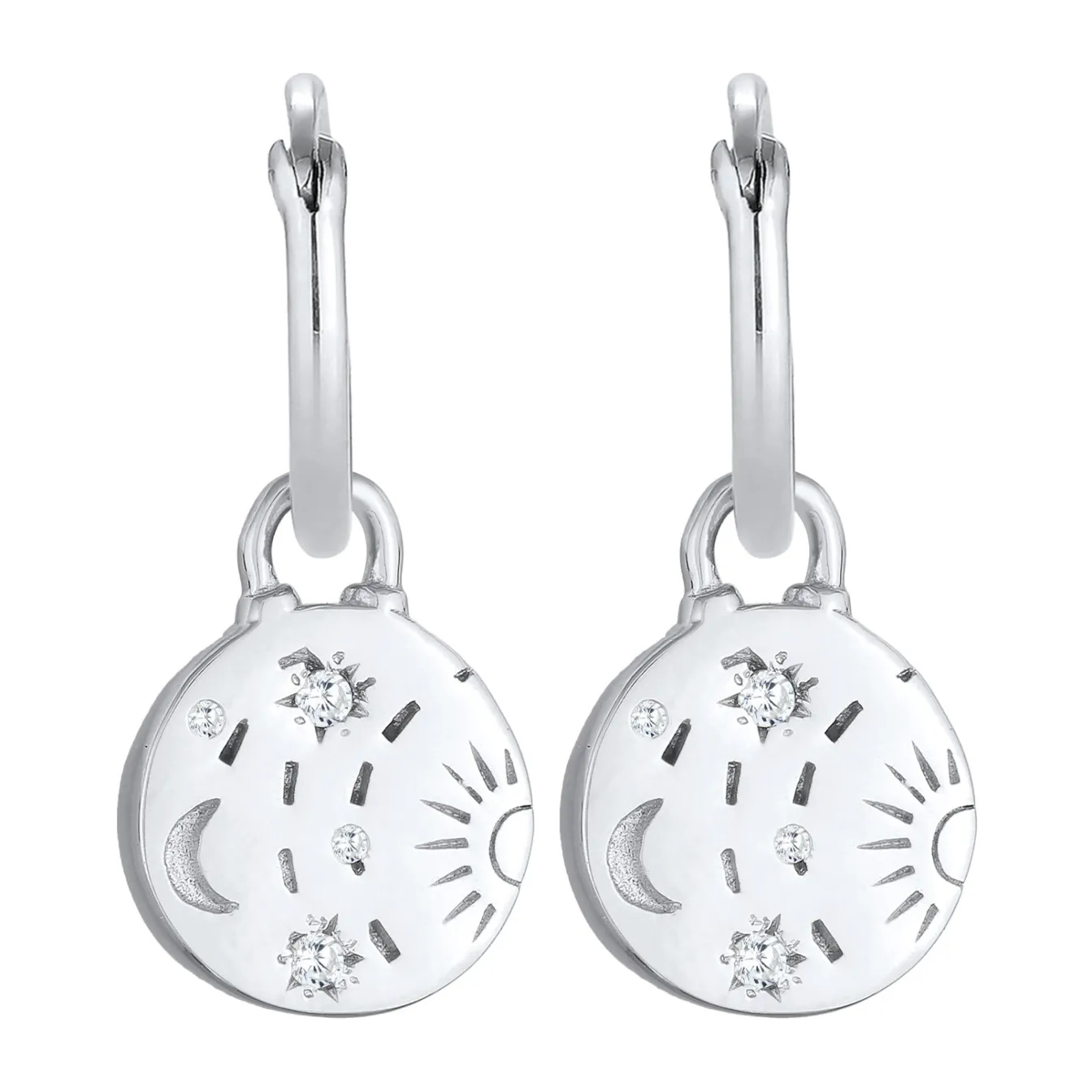 Elli "Creolen Plättchen | Zirkonia (Weiß)< Symbol-schmuck|Letzte Chance
