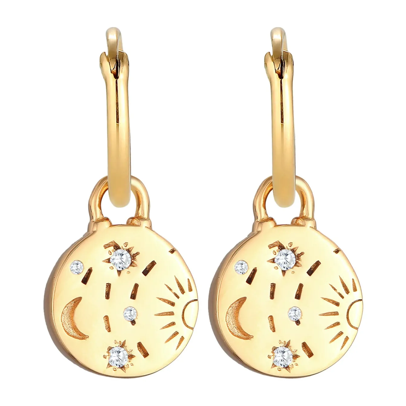 Elli "Creolen Plättchen | Zirkonia (Weiß)< Symbol-schmuck|Letzte Chance
