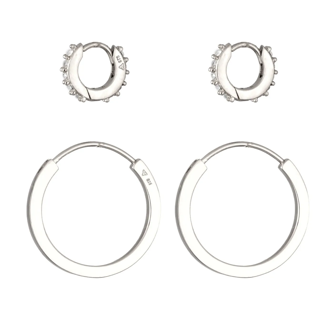 Elli "Creolen Set | Glas Kristalle (Weiß)< Vergoldet|Ohrringe